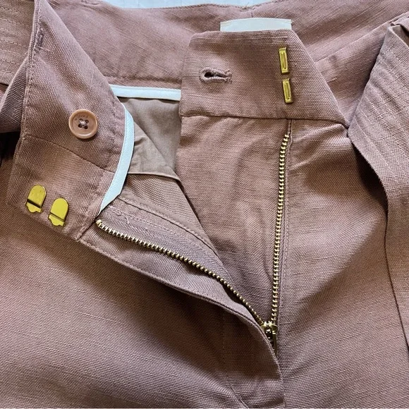 Aritzia Wilfred Jallade Tie Front High Rise Linen Blend Trouser Pant Pink size 6 - Picture 9 of 15